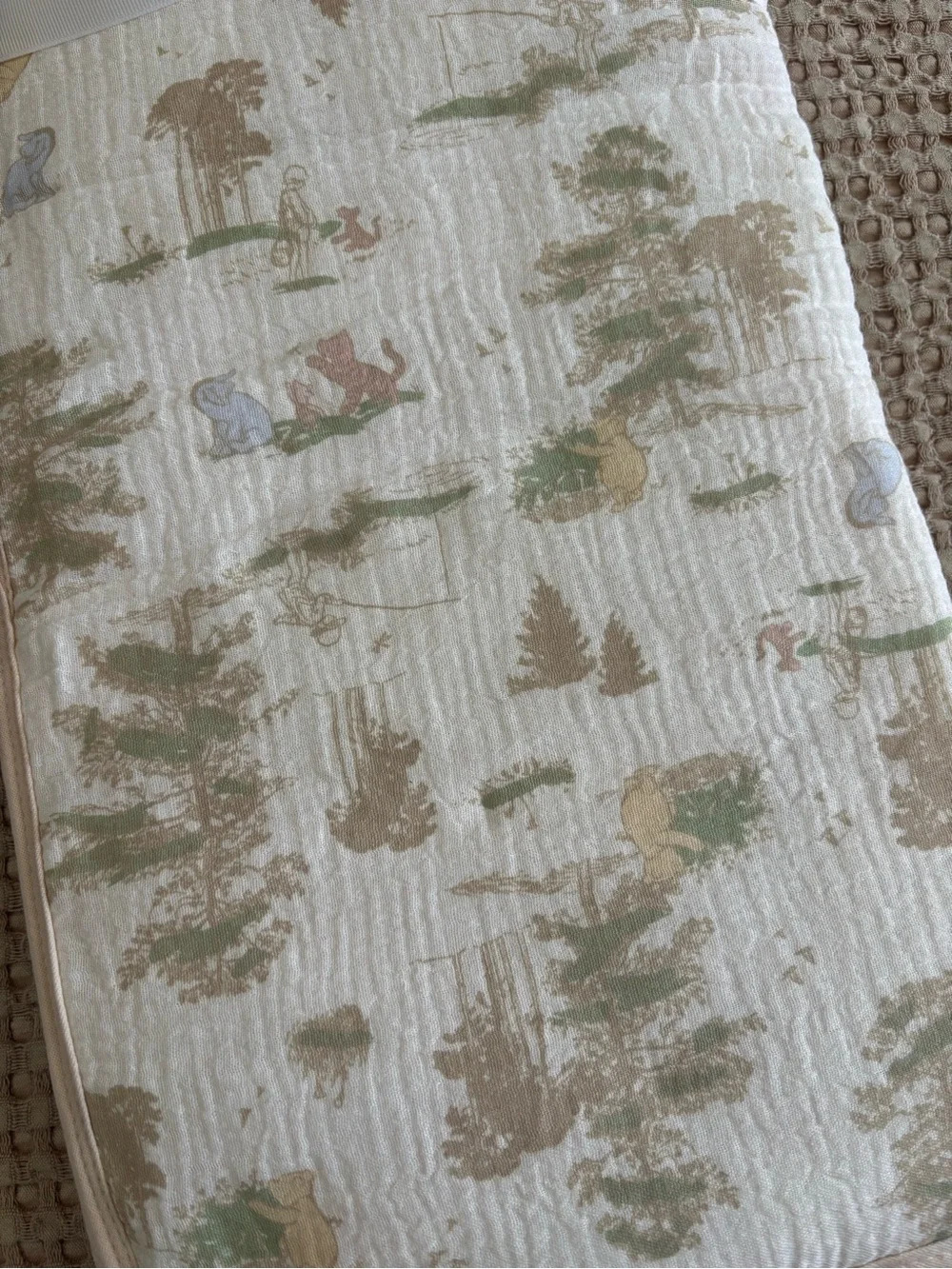 Disney Baby Organic Cotton Muslin Blanket - Cream, Tan & Green - Picture 5 of 5
